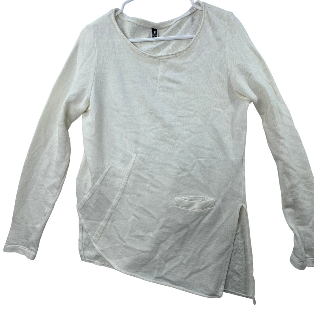 European Culture Top Women S Cream Artsy Asymmetrical Knit Long Sleeve